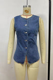 Button-Front Denim Vest