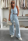 Tie-Front Sleeveless Pants Set
