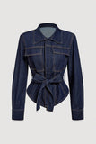 Tie-Waist Denim Jacket