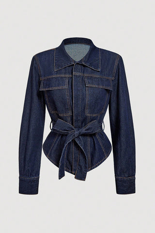 Tie-Waist Denim Jacket