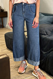 Raw Hem Wide Leg Jeans
