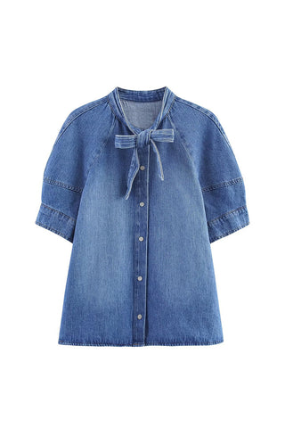 Bow-Tie Button-Front Shirt