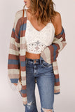Striped Open-Front Knit Cardigan