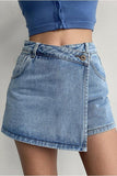 Asymmetric Wrap Denim Skirt