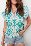 Ethnic Print Flutter Sleeve Top