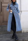 Stylish Button-Up Long Denim Jacket