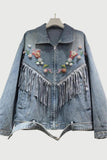 Floral Fringe Denim Jacket