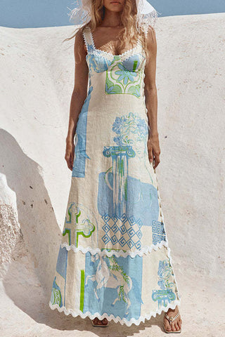 Vintage Print Vacation Dress