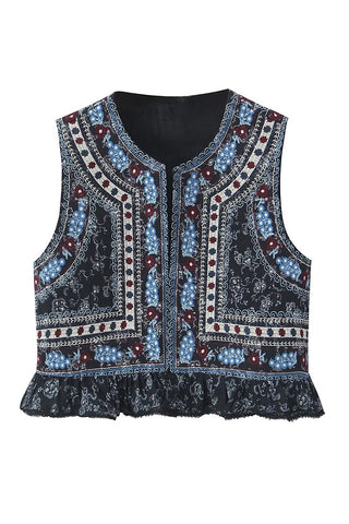 Patterned Cropped Tank Top