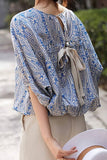 Tie-Back Patterned Blouse