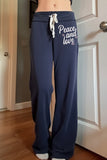 Wide-Leg Drawstring Casual Pants