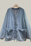 Lace-Up Denim Jacket