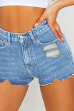 Distressed High-Waisted Denim Shorts