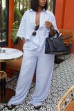 Striped Button-Down Pants Set