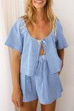 Gingham Button-Front Short Set