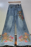 Floral Wide-Leg Jeans