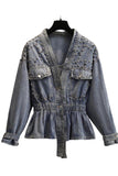 Studded Peplum Denim Jacket