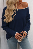 Contrast Trim Relaxed Crewneck Top