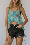 Printed Tank Top with Asymmetrical Hem