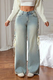 Lace-Up Side Wide Leg Jeans