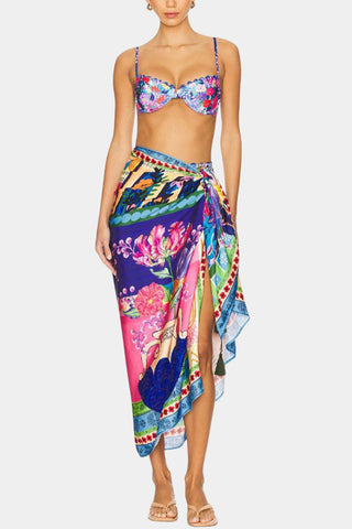 Floral Print Tie-Waist Skirt