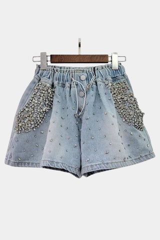 Embellished Button-Front Casual Shorts