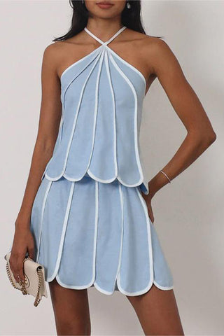 Scalloped Hem Skirt Set