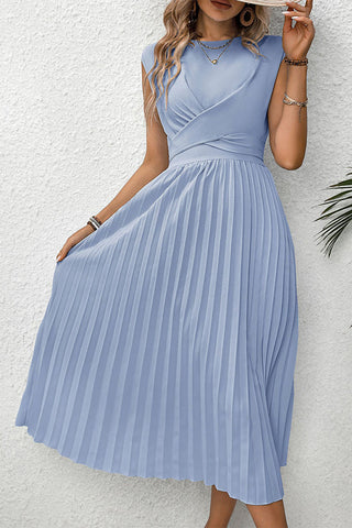 Sleeveless Pleated Midi Dress