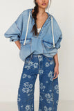 Oversized Pullover Denim Hoodie