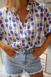 Patterned Button-Up Blouse