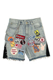 Patchwork Design Denim Shorts