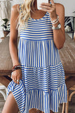 Sleeveless Tiered Striped Dress