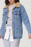 Casual Faux Shearling Lined Denim Jacket