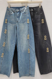 Statement Wide-Leg Jeans with Keyhole Details