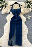 Halter Neck Denim Dress