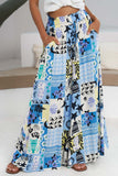 Patterned Wide-Leg Casual Pants