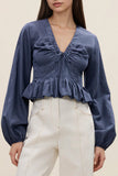 Ruffle Trim V-Neck Blouse