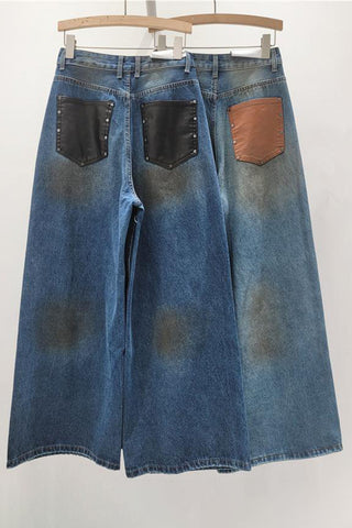 Wide-Leg Denim Straight Jeans