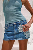 Distressed Denim Mini Skirt