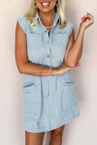Stripe Button-Front Sleeveless Mini Dress