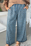 Wide-Leg Leopard Print Casual Pants