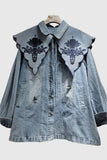 Patterned Collar Denim Jacket