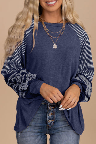 Striped Sleeve Casual Top