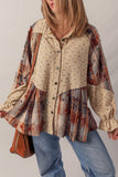 Boho Patchwork Ruffled Sleeve Shacket