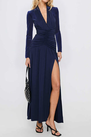 Plunge Neck Ruched Casual Dress