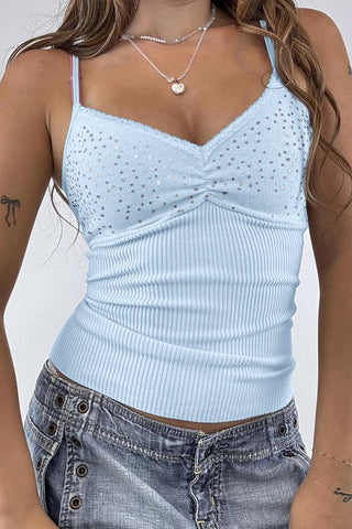 Sparkle Embellished Ribbed Tank Top