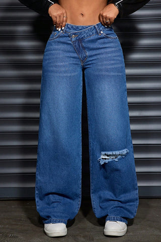 Distressed Straight Jeans