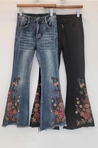 Floral Flare Denim Jeans