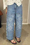 Patterned Straight Leg Jeans