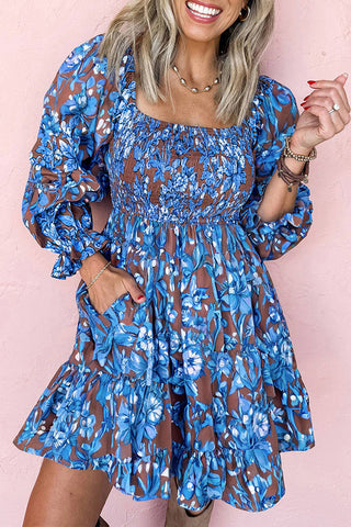Floral Puff Sleeve Casual Dress